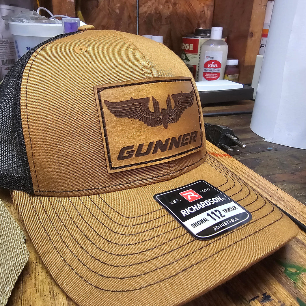 Gunner Wings Leather Patch hat - Carmel/Black