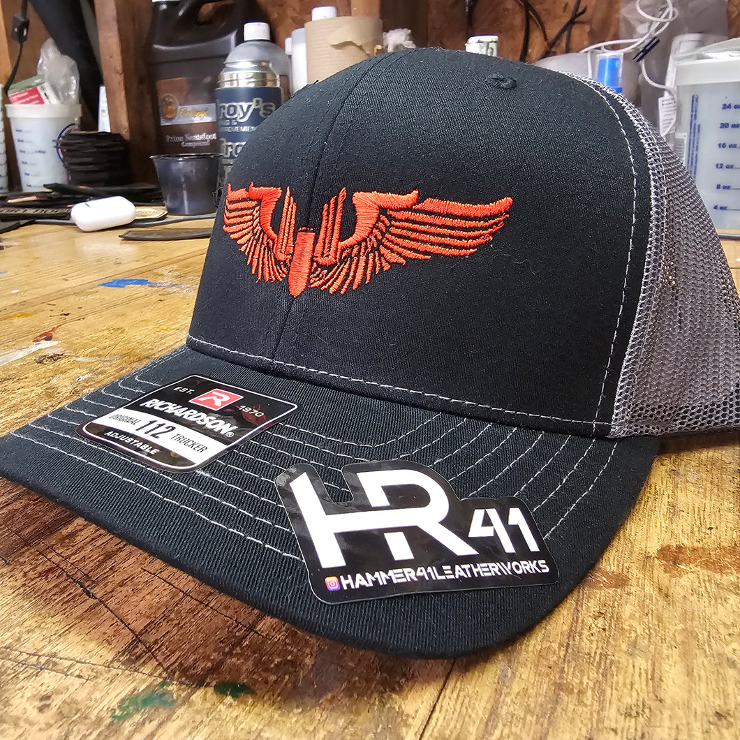 Gunner Wings Embroidered Hat Black w/Red