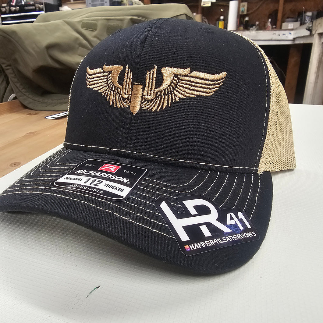 Gunner Wings Embroidered Richardson 112 Black/Vegas Gold